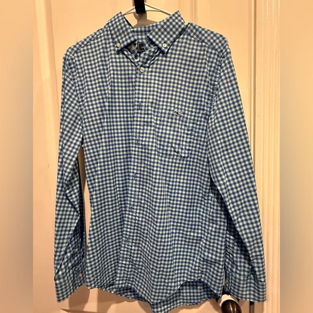 Vineyard Vines Performance Tucker Shirt Blue Gingham Men’s S